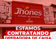 Supermercado Jhones está com oportunidade de emprego para Operador de Caixa em Itaberaba O Supermercado Jhones está com oportunidade de emprego disponível para Operador de Caixa, na cidade de Itaberaba.